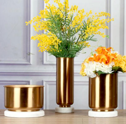 Malowanie OEM Dekoracyjny wazon na kwiaty Pozłacany cylinder z marmurem